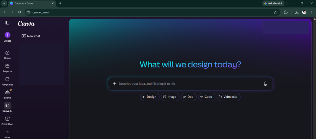 Canva AI for designing thumbnails and blog graphics
