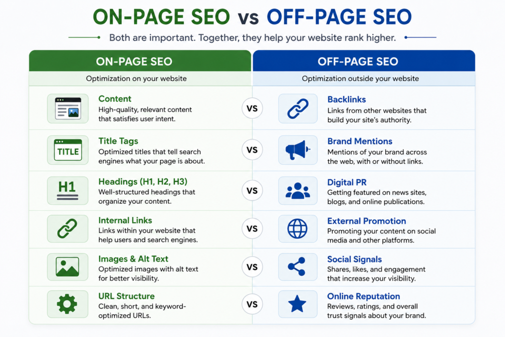 on page seo vs off page seo